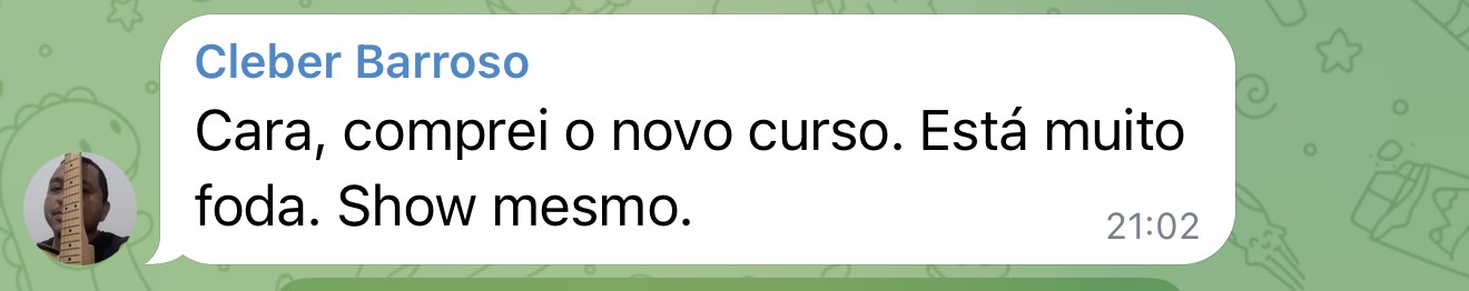 Depoimento real de aluno do Total Blues no Telegram 03