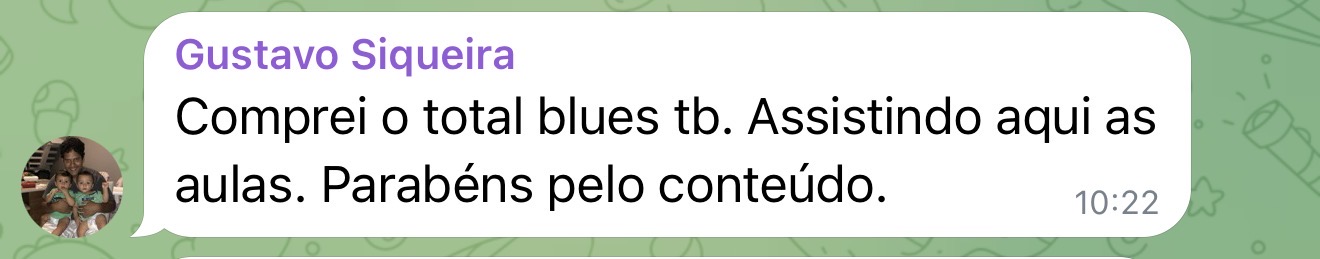 Depoimento real de aluno do Total Blues no Telegram 05