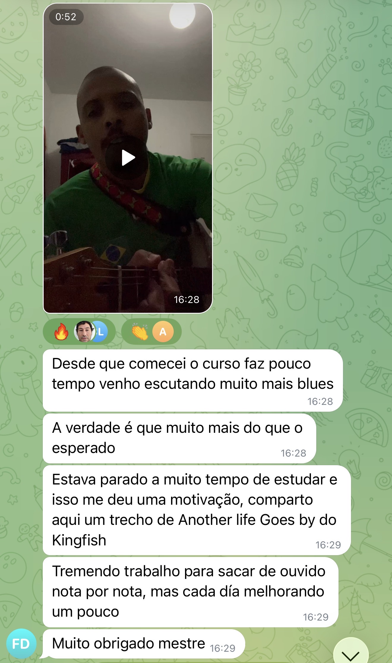 Depoimento real de aluno do Total Blues no Telegram 06
