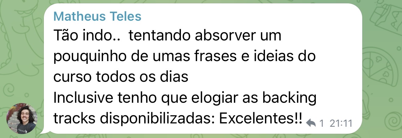 Depoimento real de aluno do Total Blues no Telegram 07