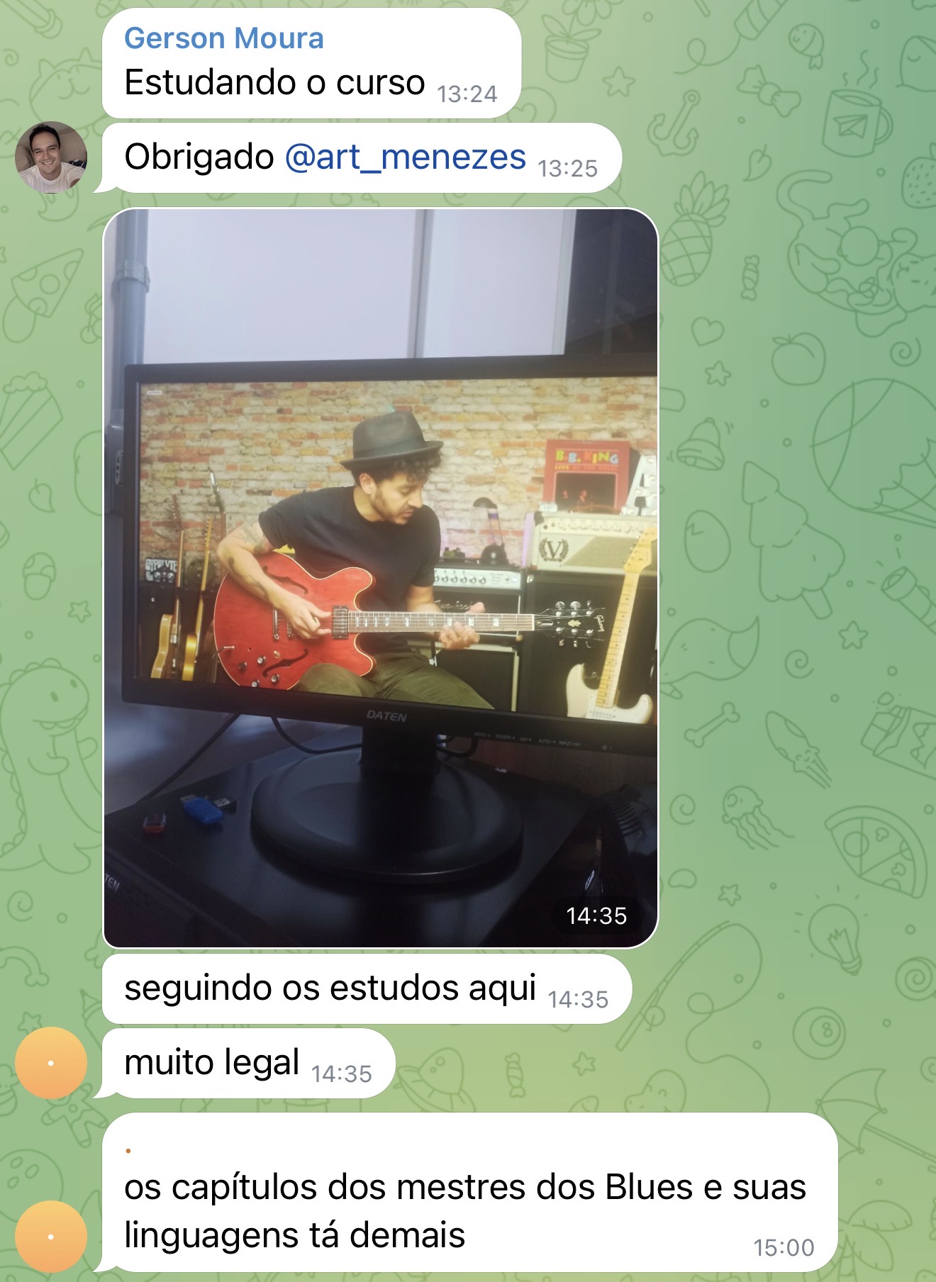 Depoimento real de aluno do Total Blues no Telegram 13
