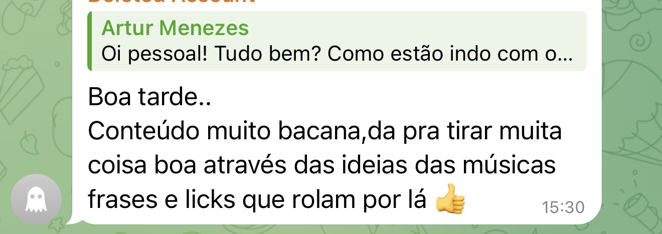 Depoimento real de aluno do Total Blues no Telegram 15